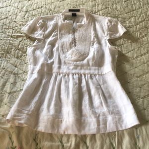 Short Sleeve Linen Top with Peplum